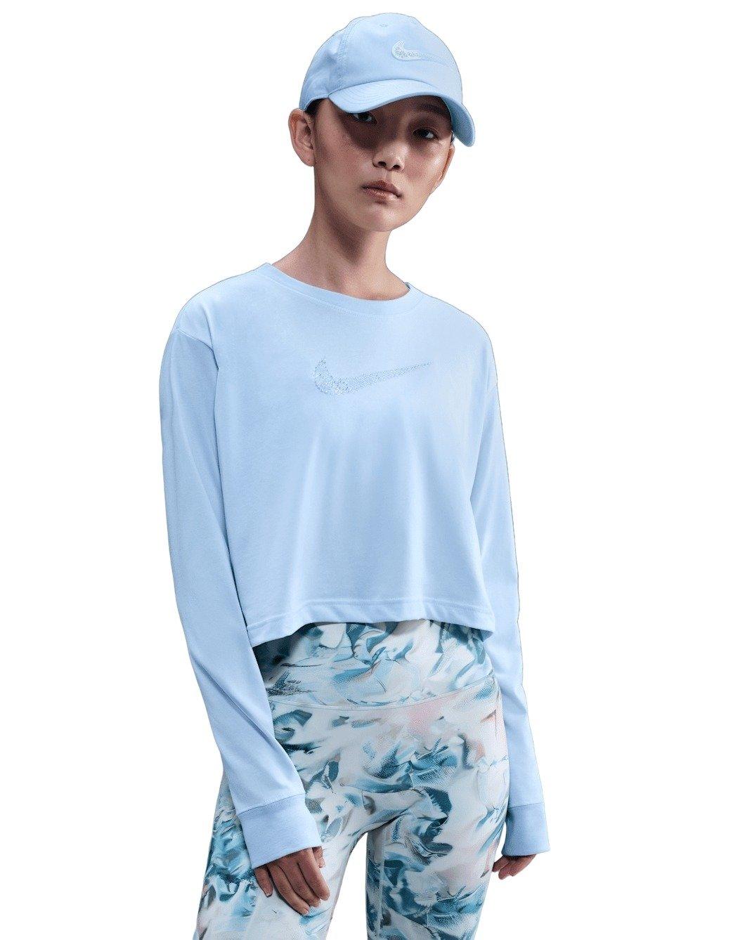 Nike Women's Artist Collection Dri-FIT Cropped Long-Sleeve T-Shirt - Blue - BLUE Thumbnail View 1