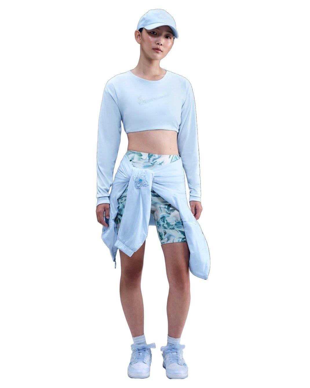 Nike Women's Artist Collection Dri-FIT Cropped Long-Sleeve T-Shirt - Blue - BLUE Thumbnail View 4