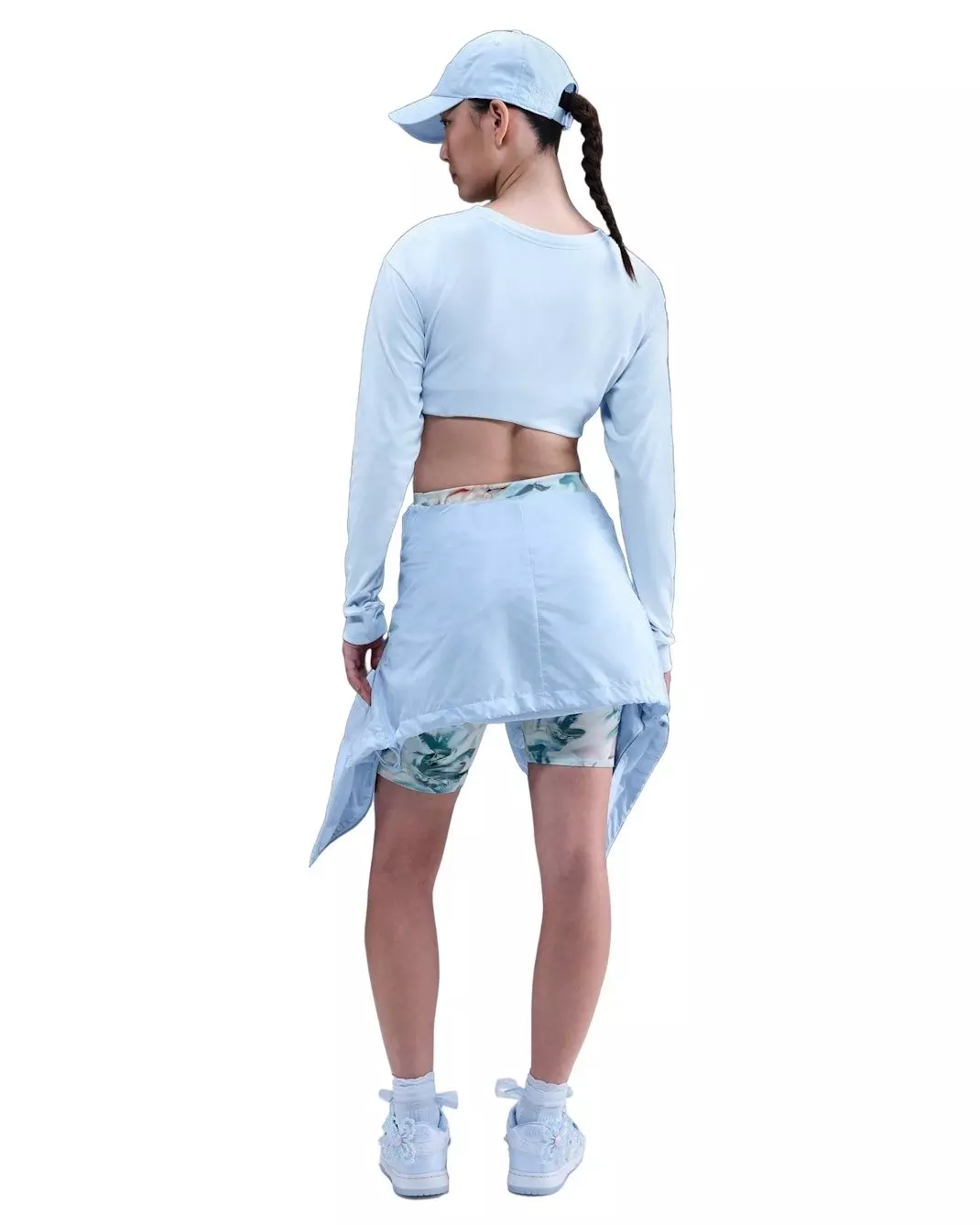 Nike Women's Artist Collection Dri-FIT Cropped Long-Sleeve T-Shirt -Blue - BLUE