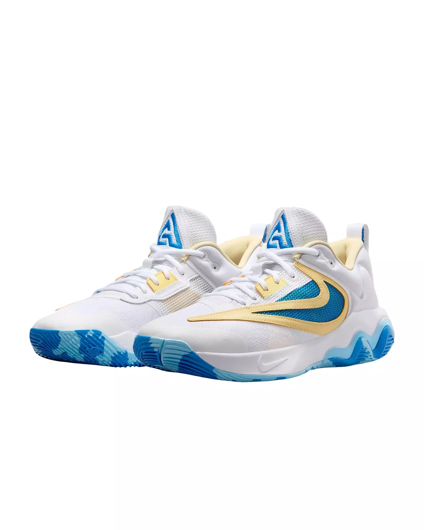 Nike Giannis Immortality 3 "White/Light Laser Orange/Soft Yellow/Light Photo Blue" Men's Basketball Shoe - WHITE/YELLOW/BLUE