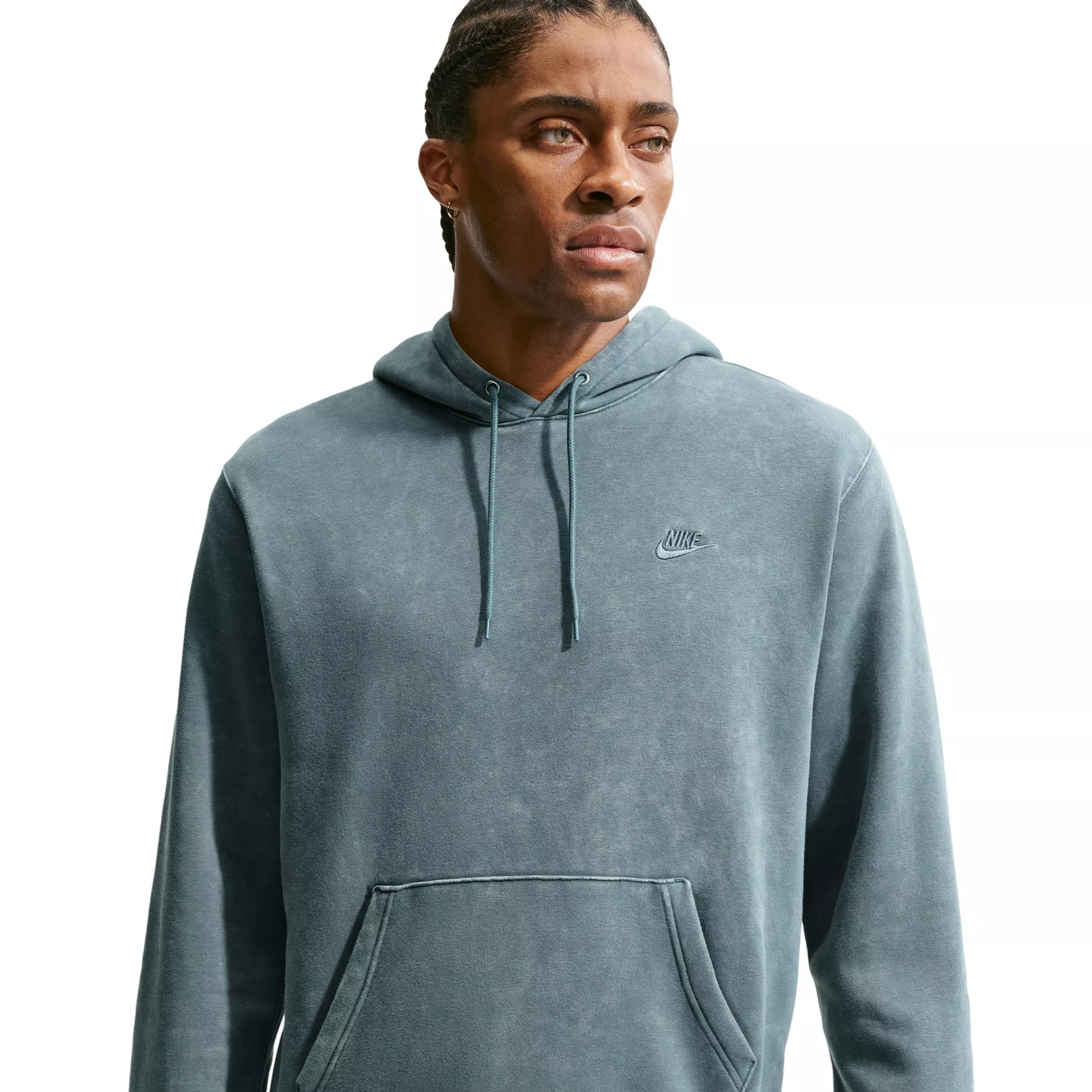 Nike Men's Sportswear Club Washed Fleece Hoodie - GREY