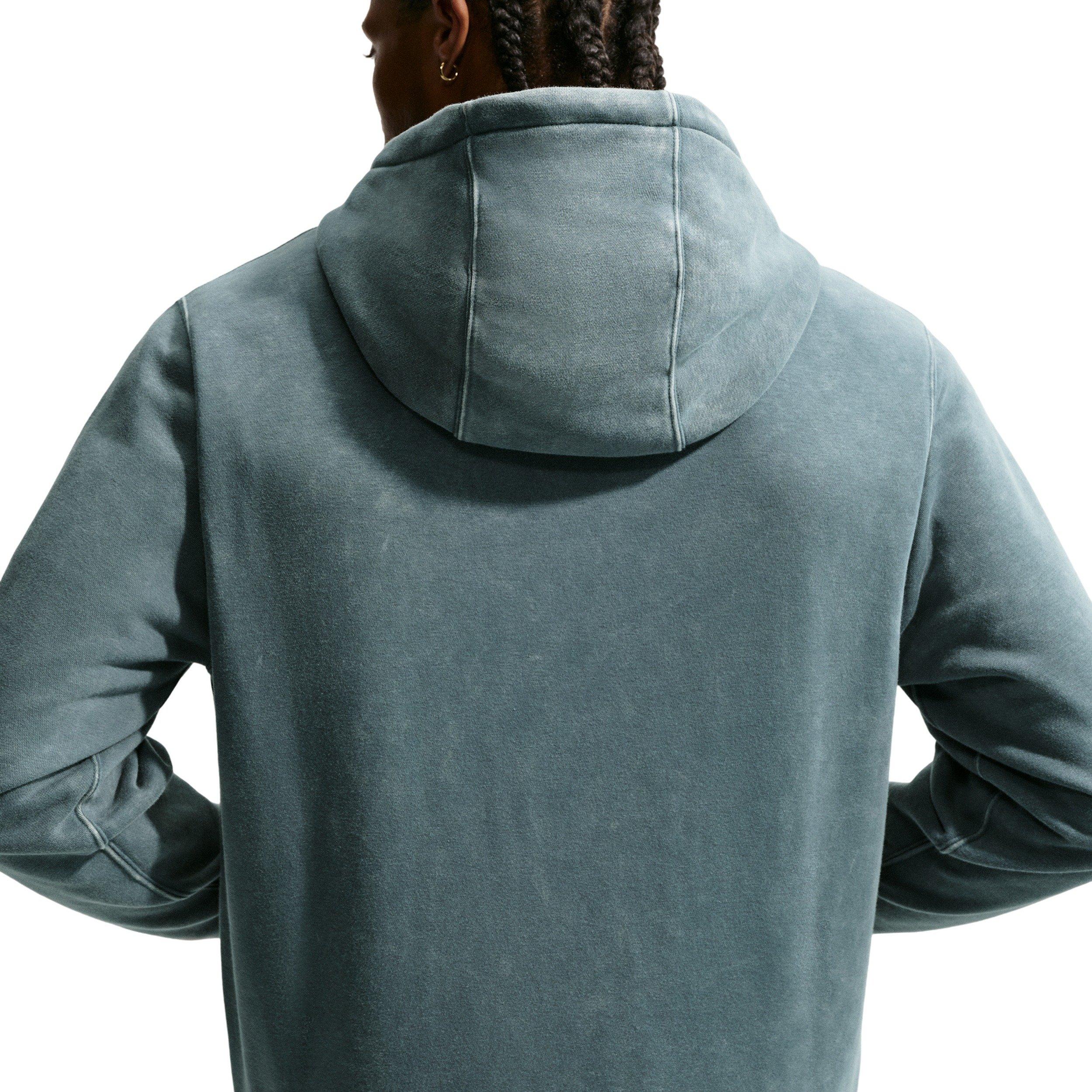 Nike Men's Sportswear Club Washed Fleece Hoodie - GREY Thumbnail View 2