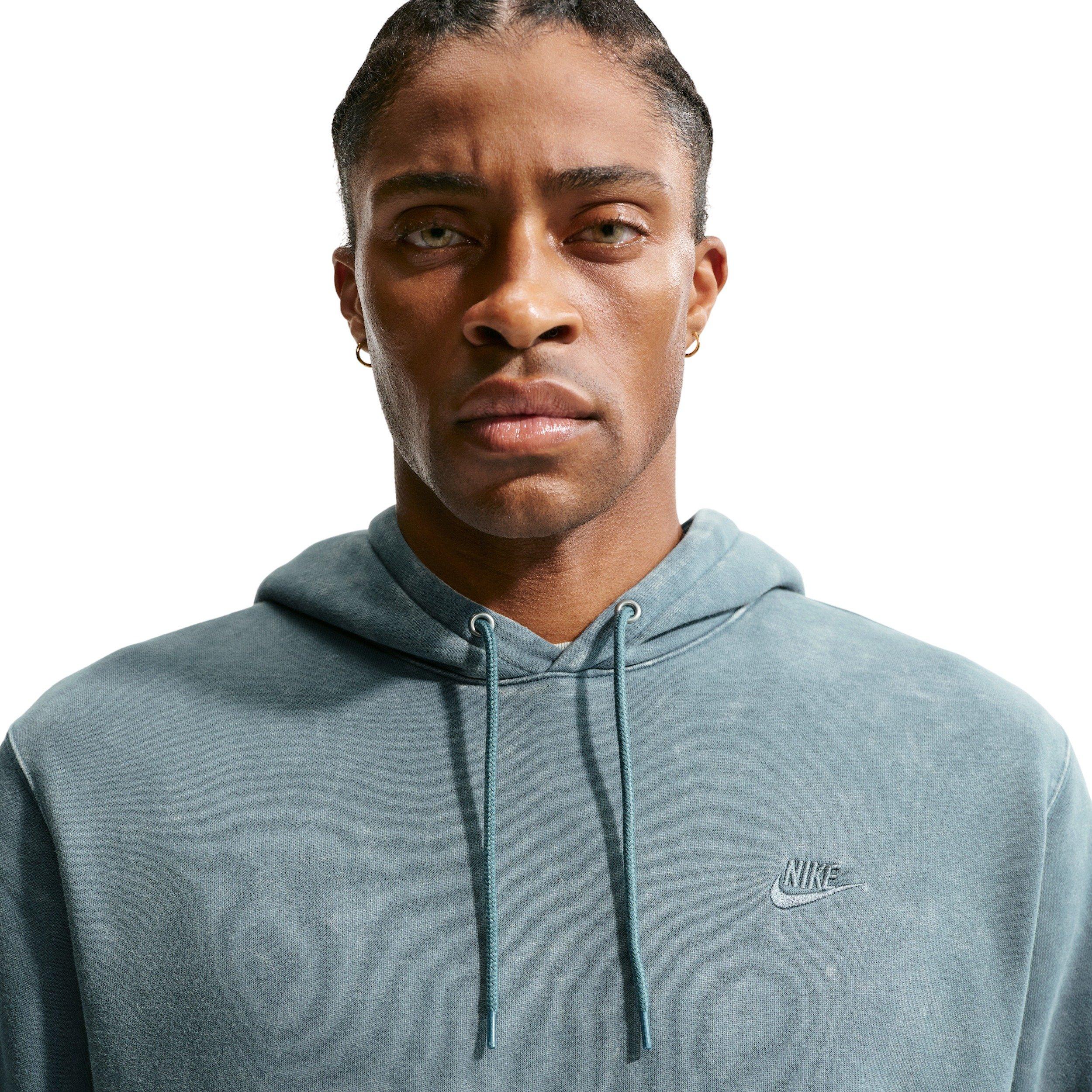 Nike Men's Sportswear Club Washed Fleece Hoodie - GREY Thumbnail View 3