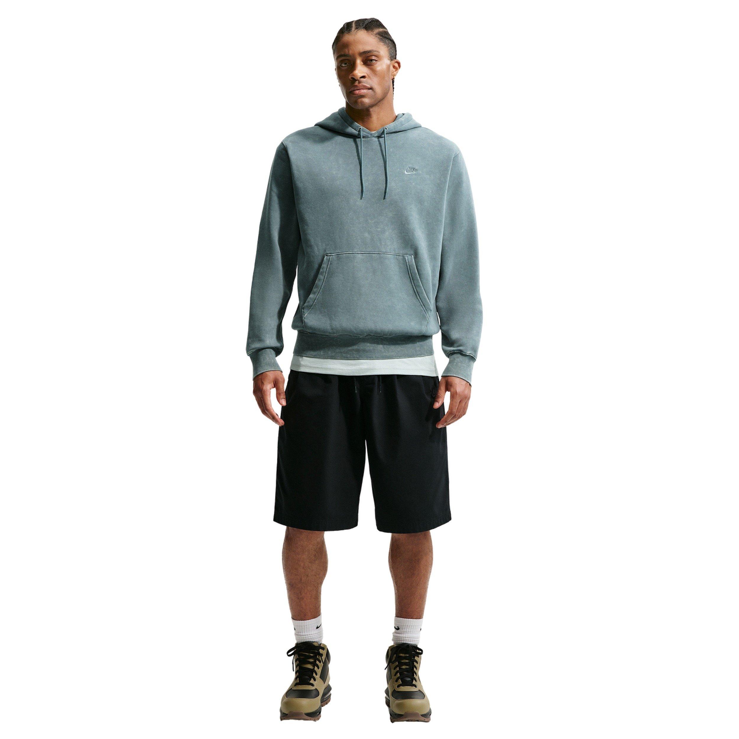 Nike Men's Sportswear Club Washed Fleece Hoodie - GREY Thumbnail View 4