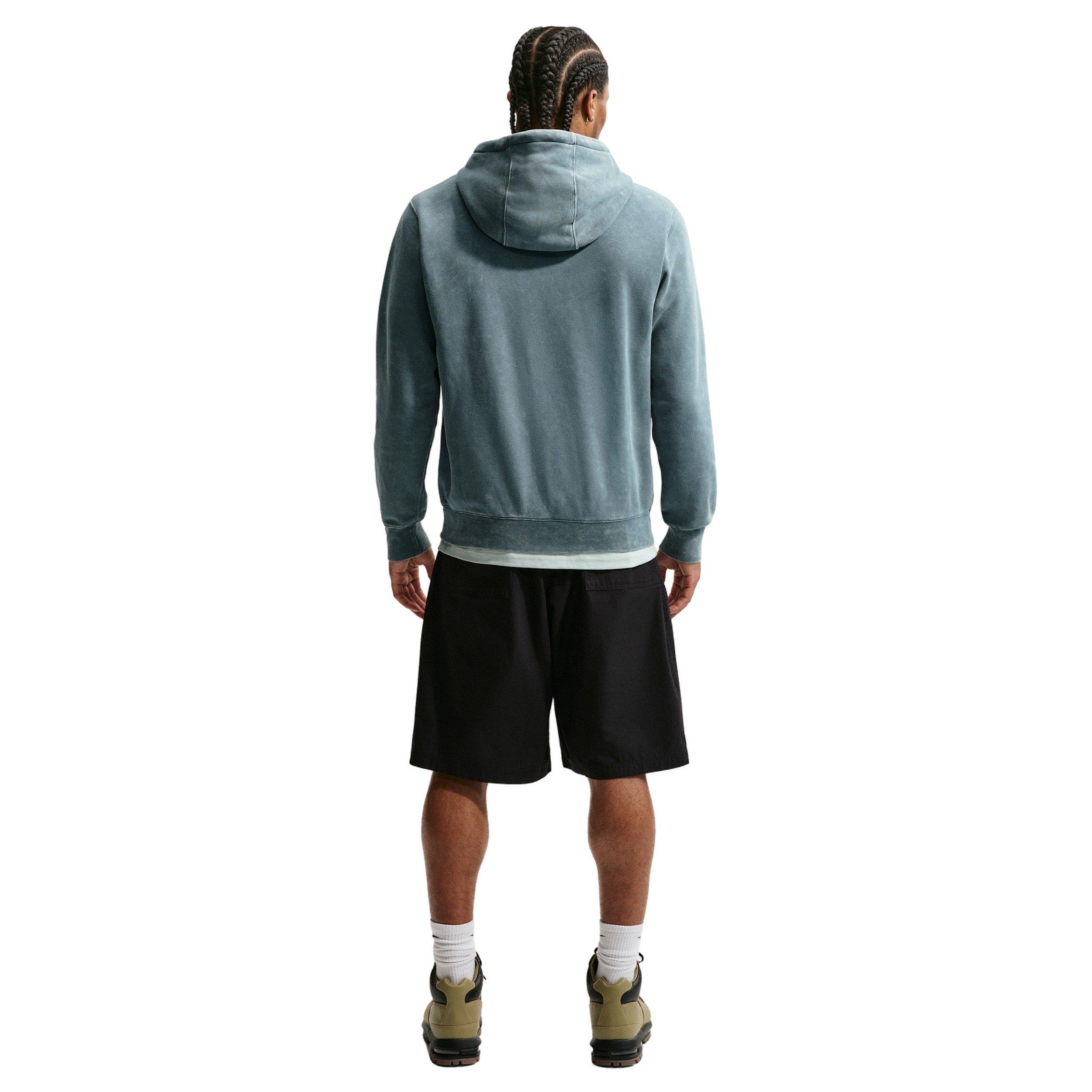 Nike Men's Sportswear Club Washed Fleece Hoodie - GREY Thumbnail View 5