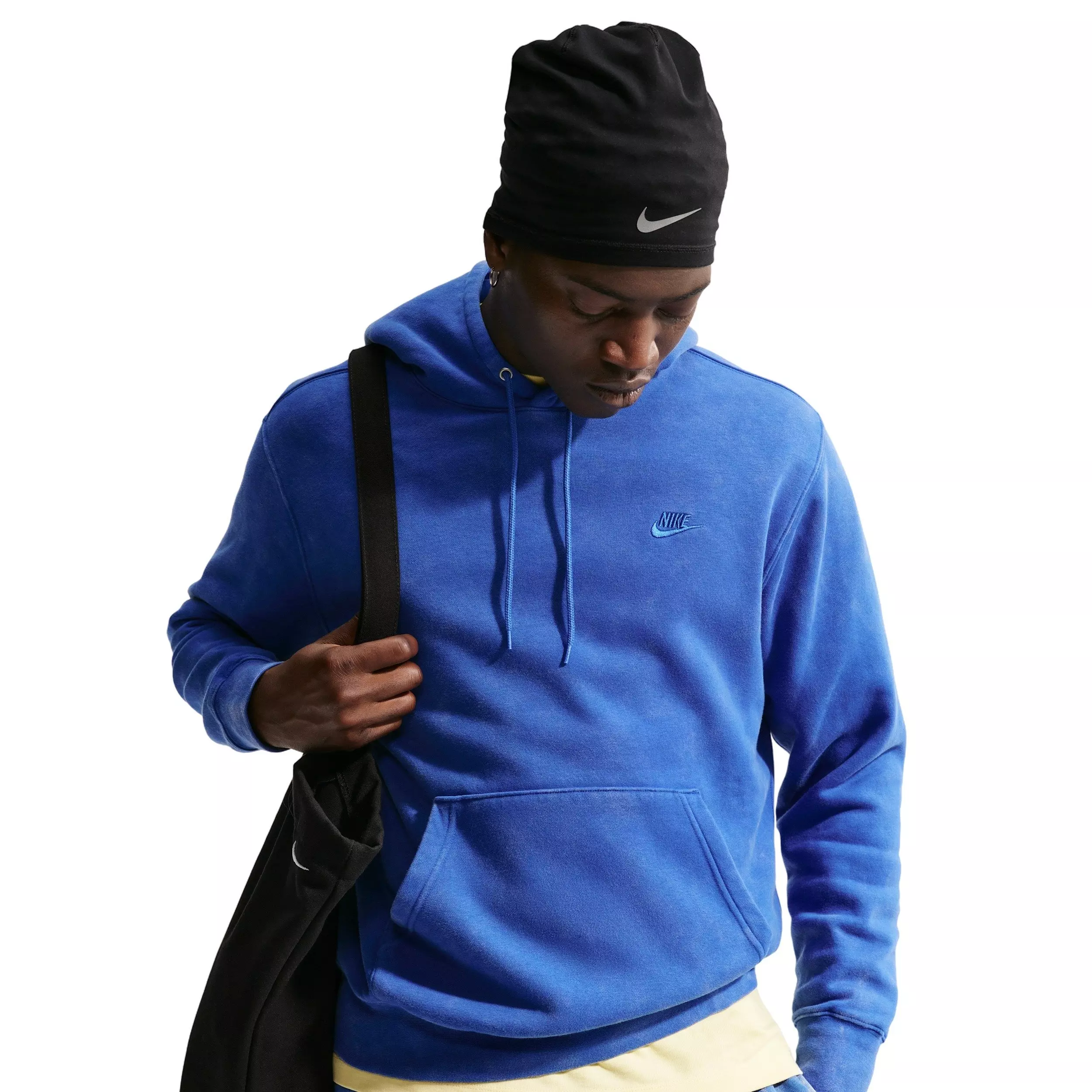 Nike Men's Sportswear Club Washed Fleece Hoodie - BLUE