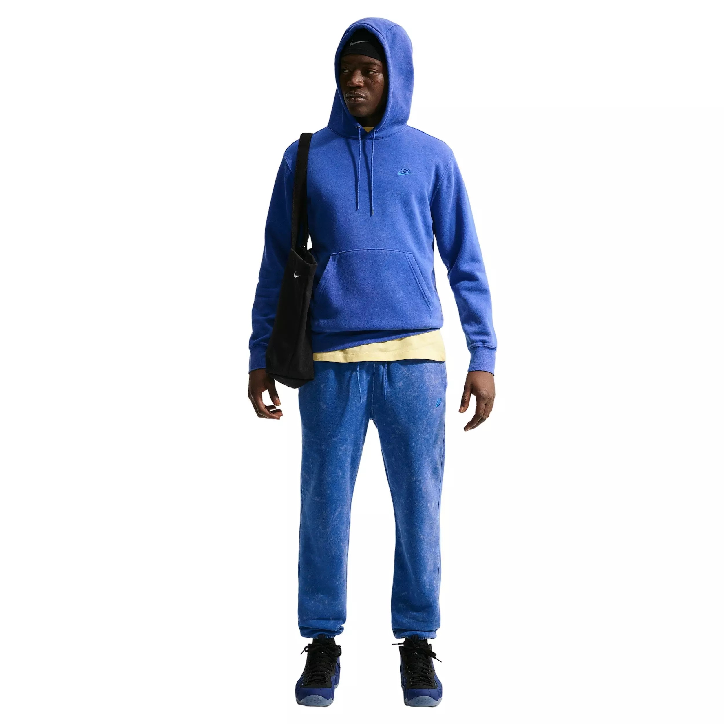 Nike Men's Sportswear Club Washed Fleece Hoodie - BLUE