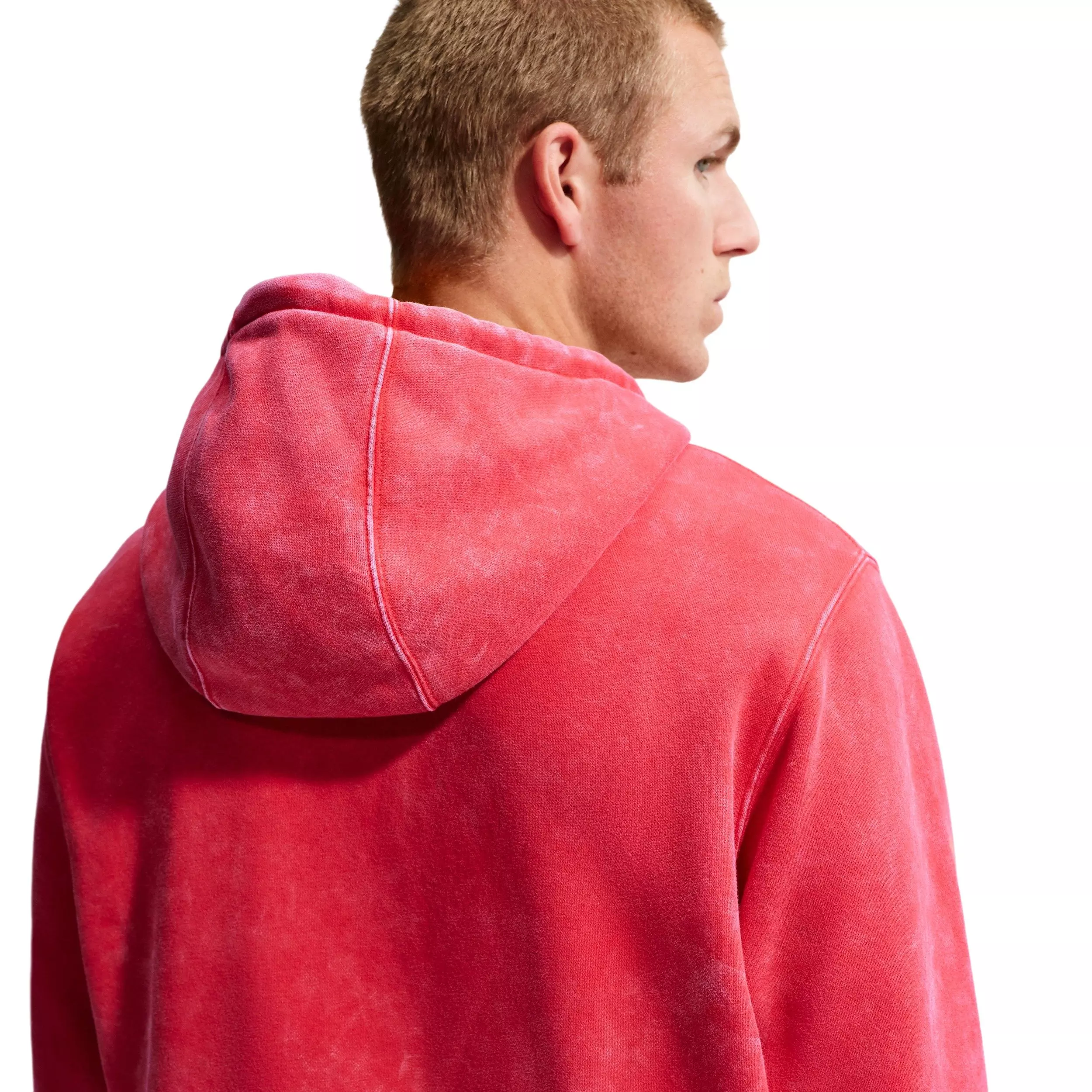 Nike Men's Sportswear Club Washed Fleece Hoodie - RED