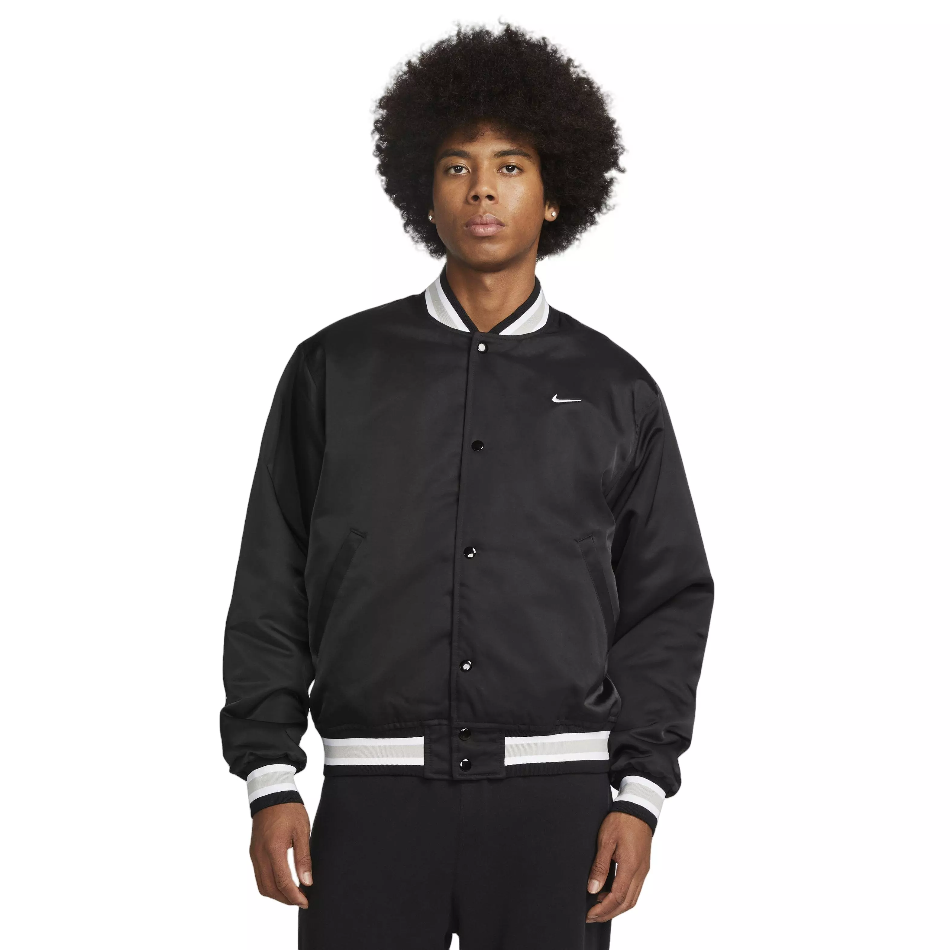 Nike Men's Authentics 6453 Satin Dugout Jacket-Black - BLACK