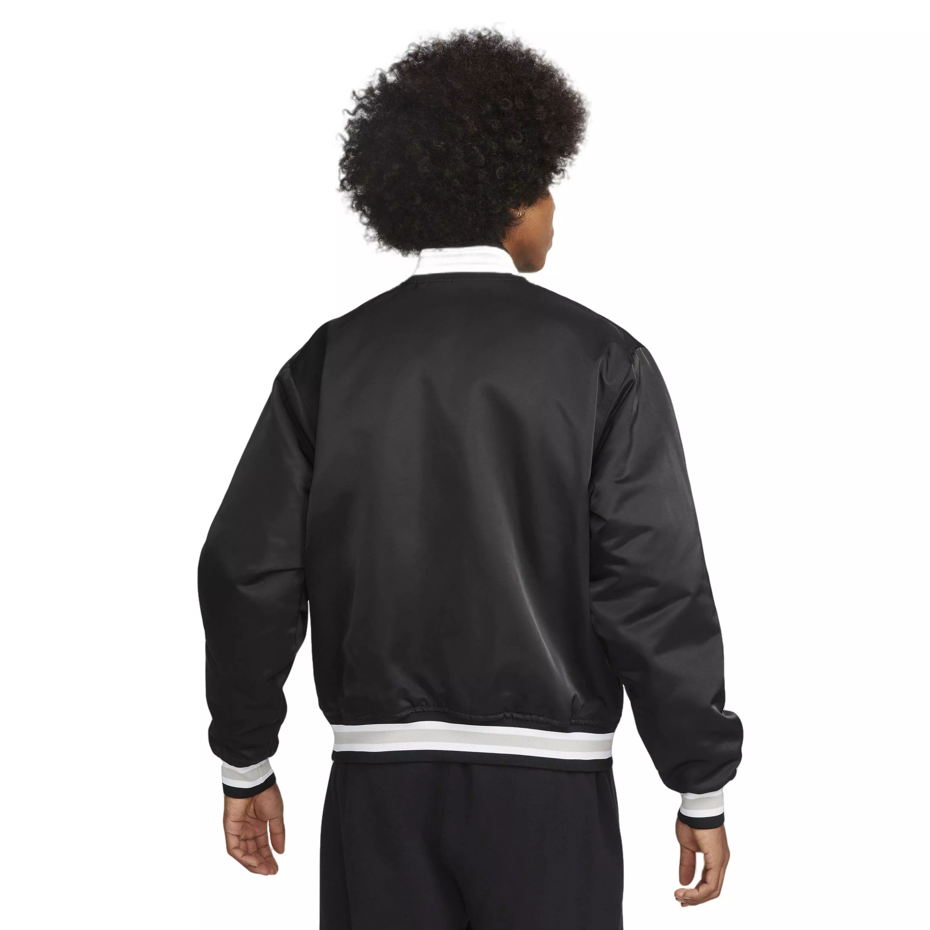 Nike Men's Authentics 6453 Satin Dugout Jacket-Black - BLACK