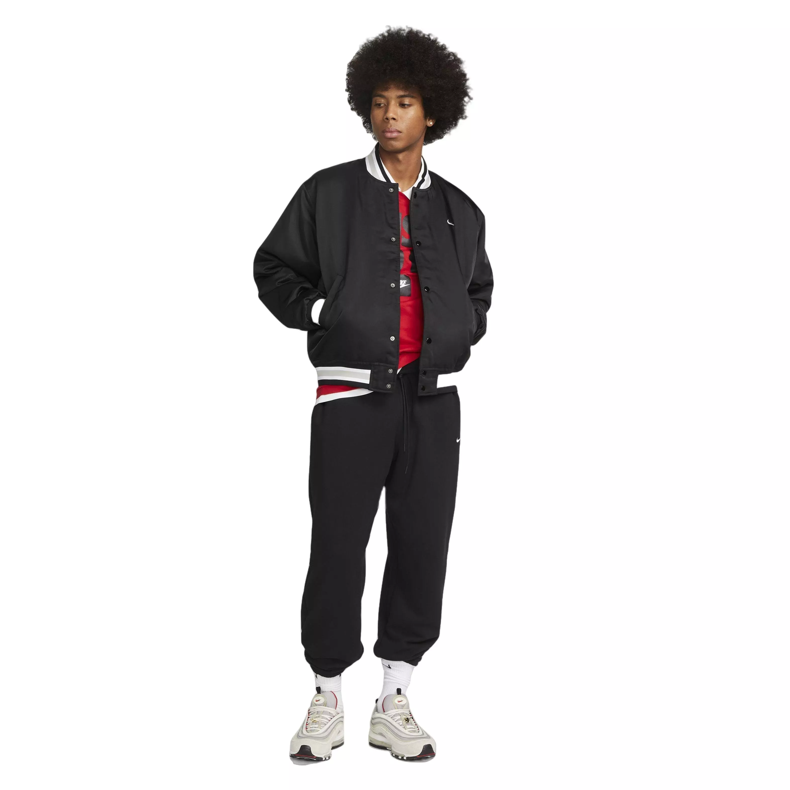 Nike Men's Authentics 6453 Satin Dugout Jacket-Black - BLACK