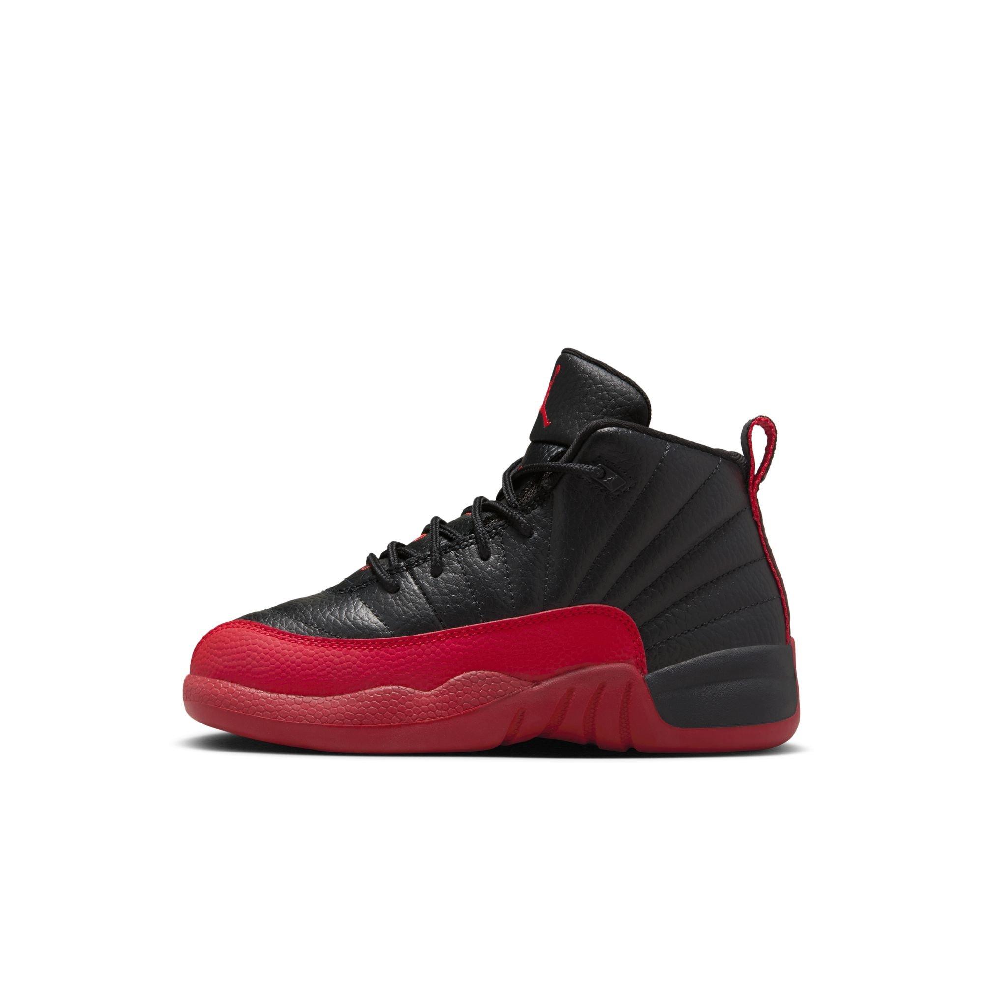 Jordan 12 Retro "Black and Varsity Red" Preschool Kids' Shoe