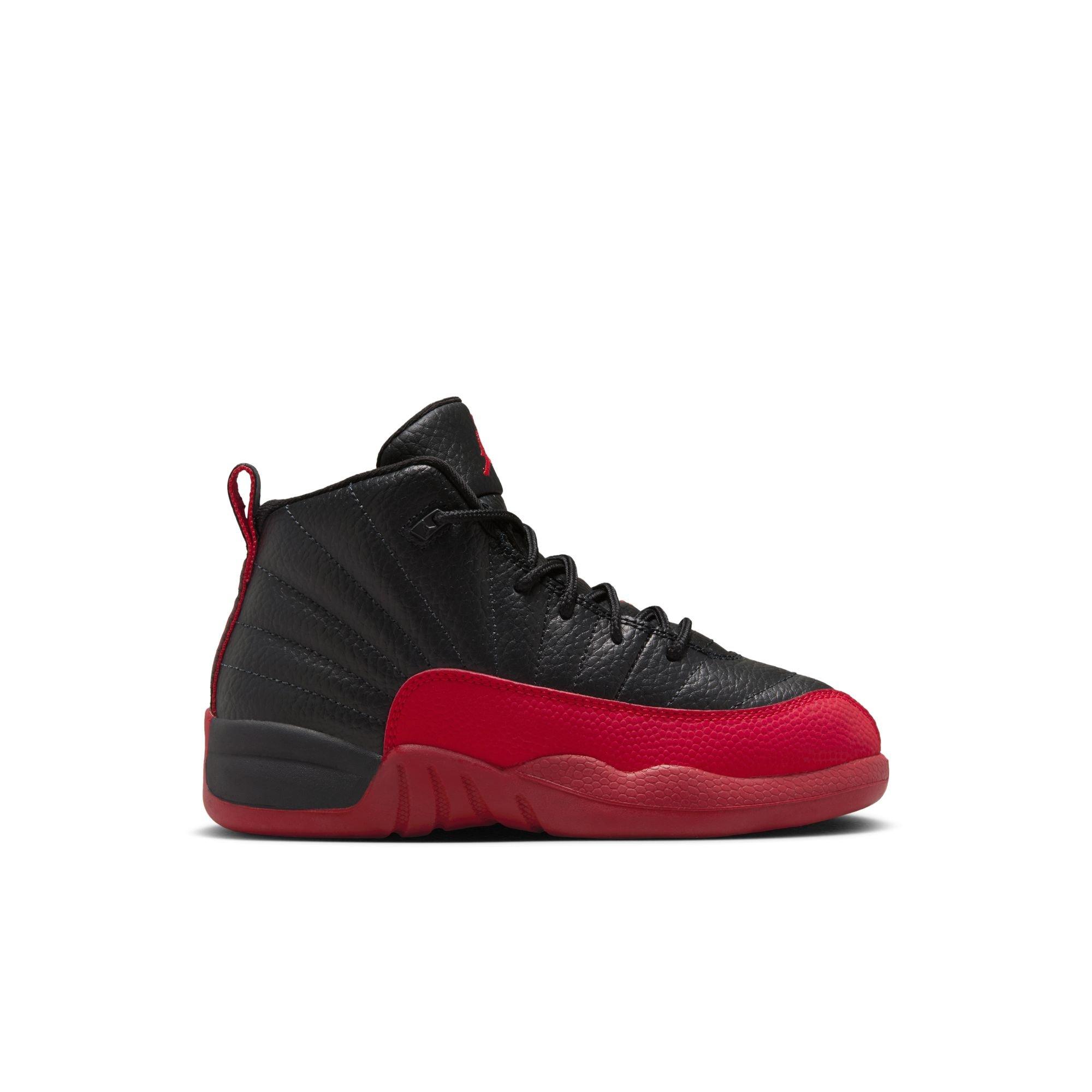 Jordan 12 Retro "Black and Varsity Red" Preschool Kids' Shoe