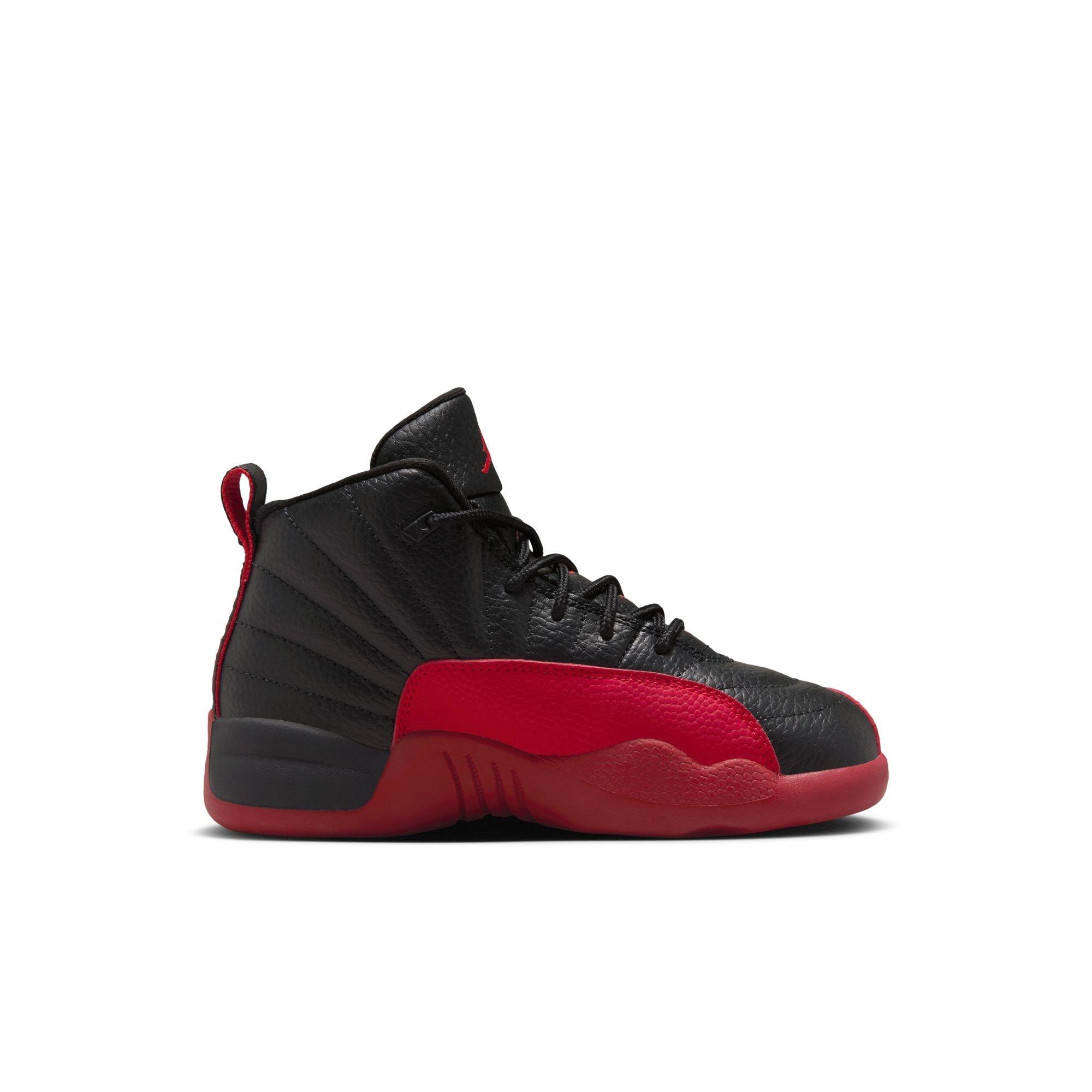 Jordan 12 Retro "Black and Varsity Red" Preschool Kids' Shoe