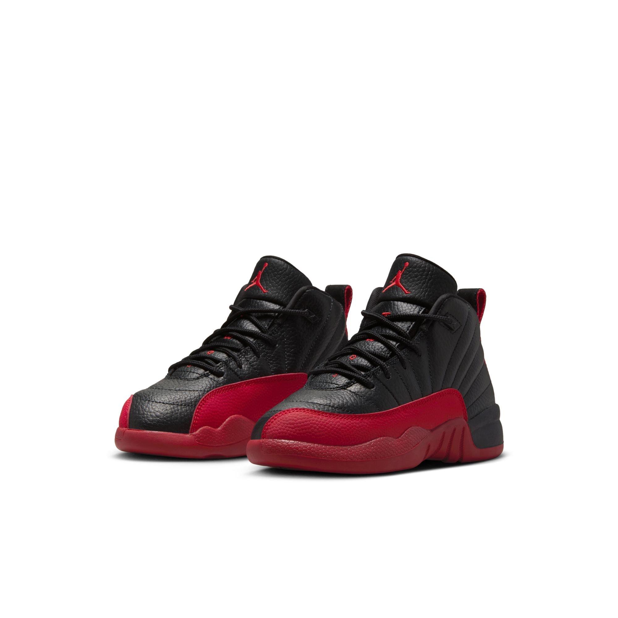 Jordan 12 Retro "Black and Varsity Red" Preschool Kids' Shoe