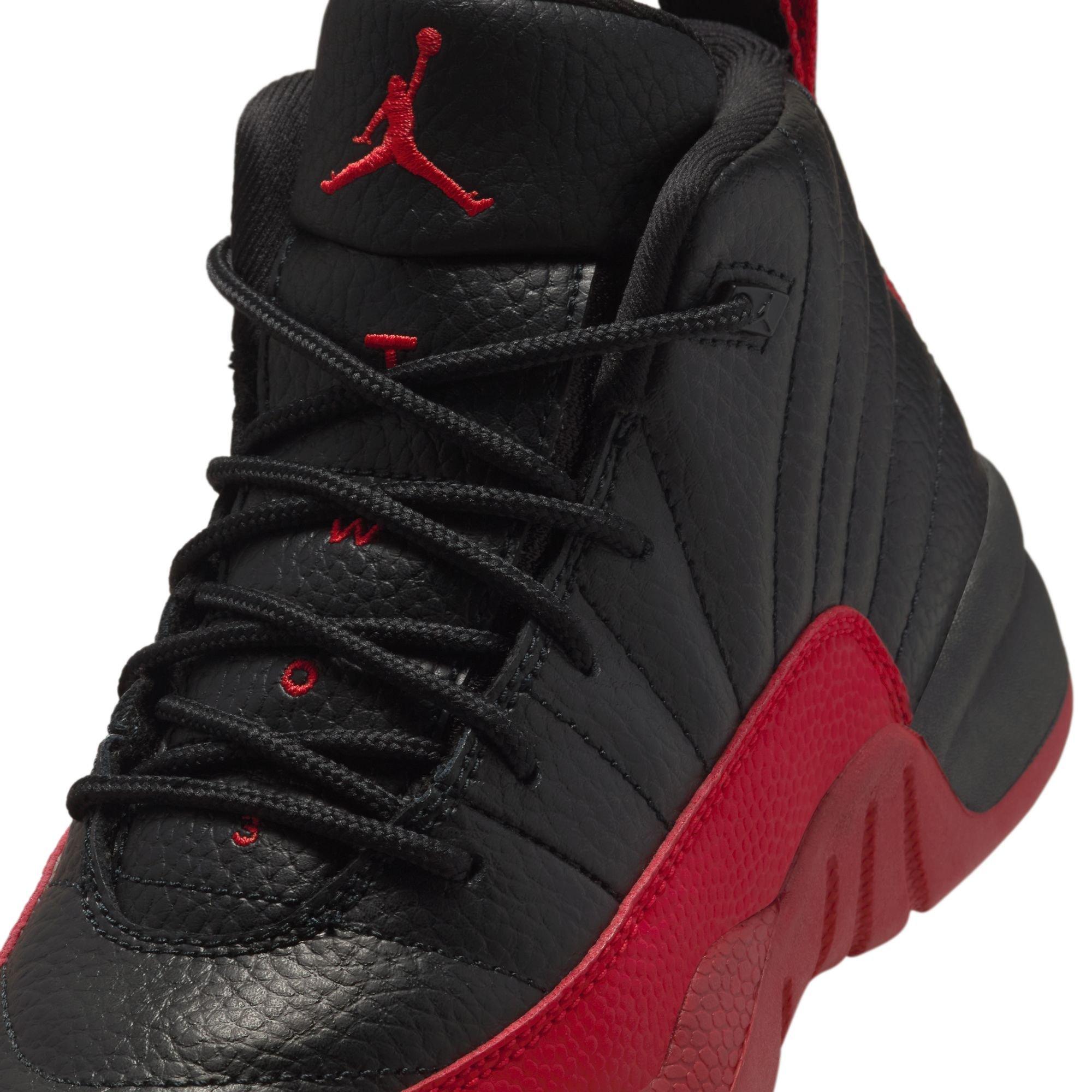 Jordan 12 Retro "Black and Varsity Red" Preschool Kids' Shoe