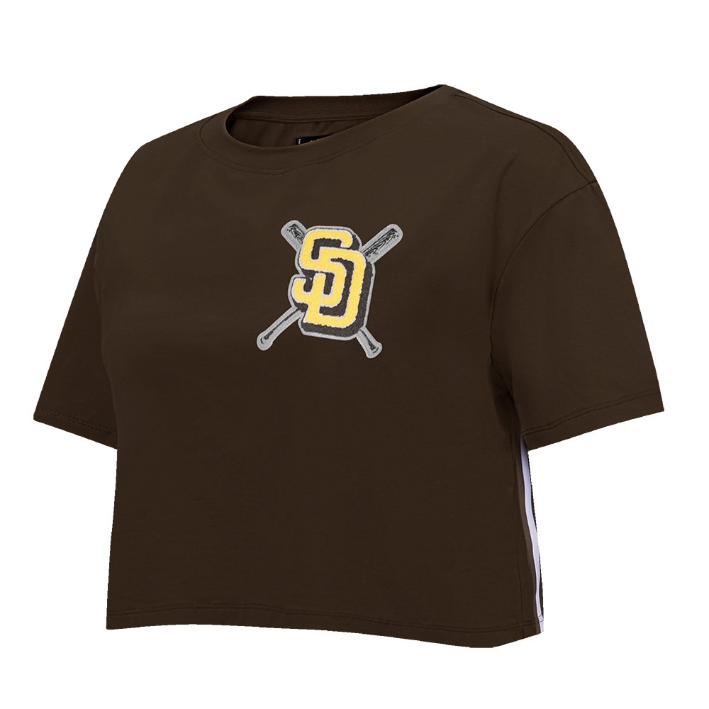 Pro Standard Women's MLB San Diego Padres Mashup Boxy Tee - Brown - BROWN Thumbnail View 3