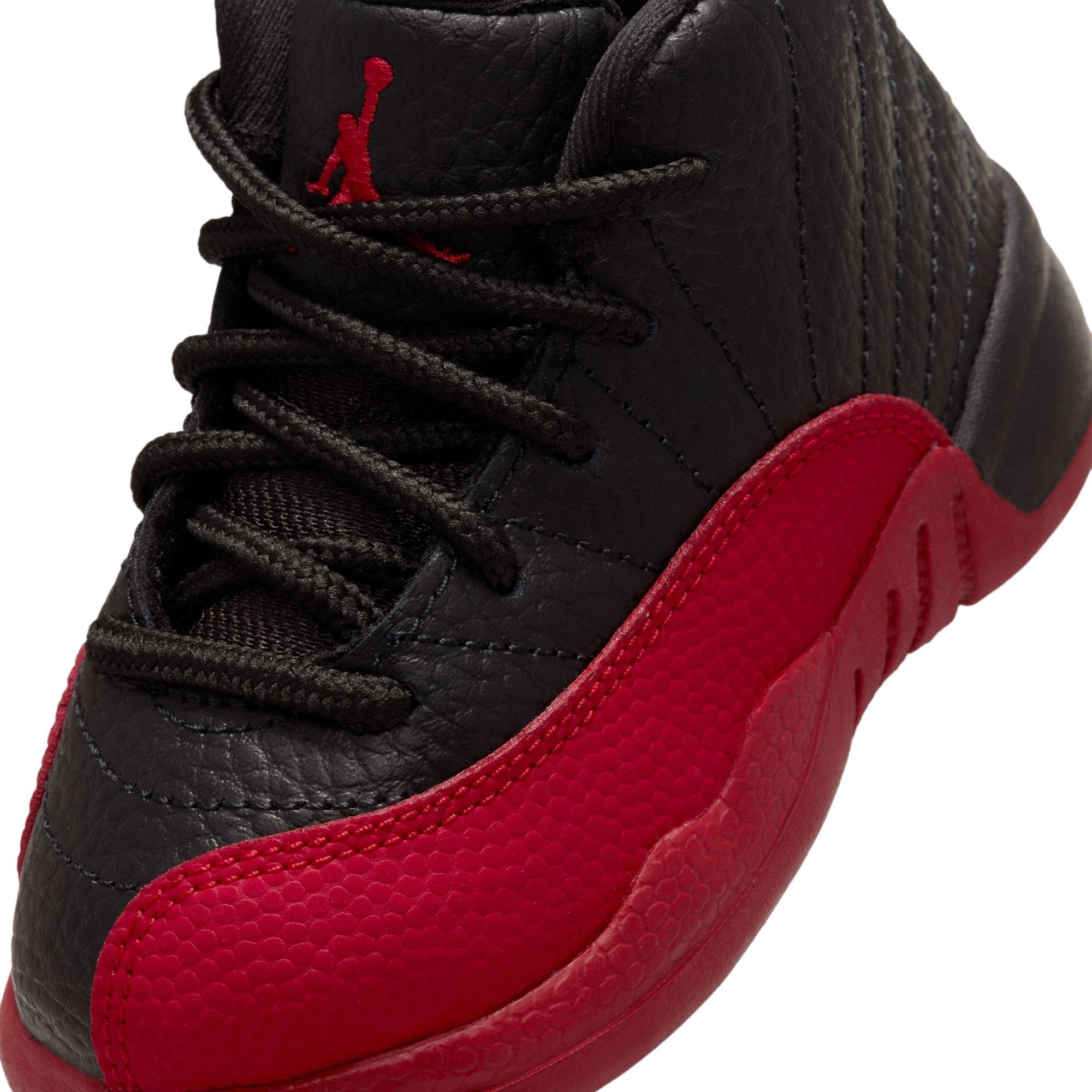 Jordan 12 Retro "Black and Varsity Red" Toddler Kids' Shoe