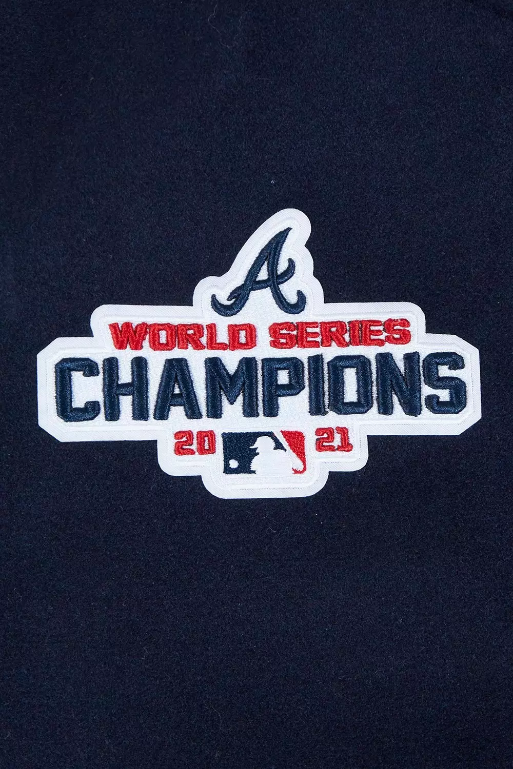 Pro Standard Women's MLB Atlanta Braves Mashup Rib Wool Varsity Jacket -Navy/Red - NAVY/RED