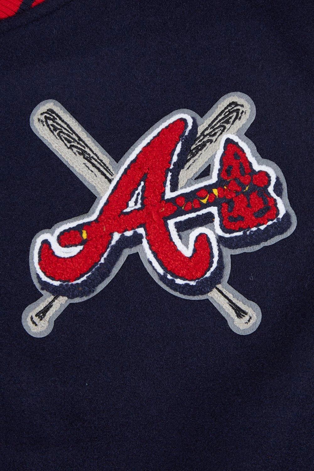 Pro Standard Women's MLB Atlanta Braves Mashup Rib Wool Varsity Jacket -Navy/Red - NAVY/RED Thumbnail View 6