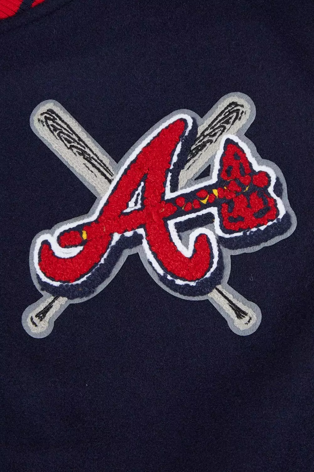 Pro Standard Women's MLB Atlanta Braves Mashup Rib Wool Varsity Jacket -Navy/Red - NAVY/RED