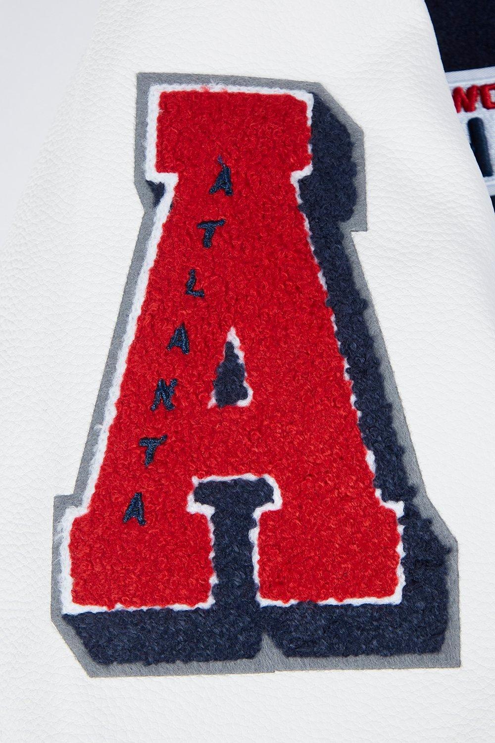 Pro Standard Women's MLB Atlanta Braves Mashup Rib Wool Varsity Jacket - Navy/Red - NAVY/RED Thumbnail View 7