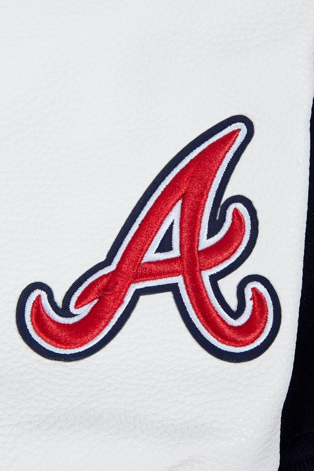Pro Standard Women's MLB Atlanta Braves Mashup Rib Wool Varsity Jacket -Navy/Red - NAVY/RED Thumbnail View 8