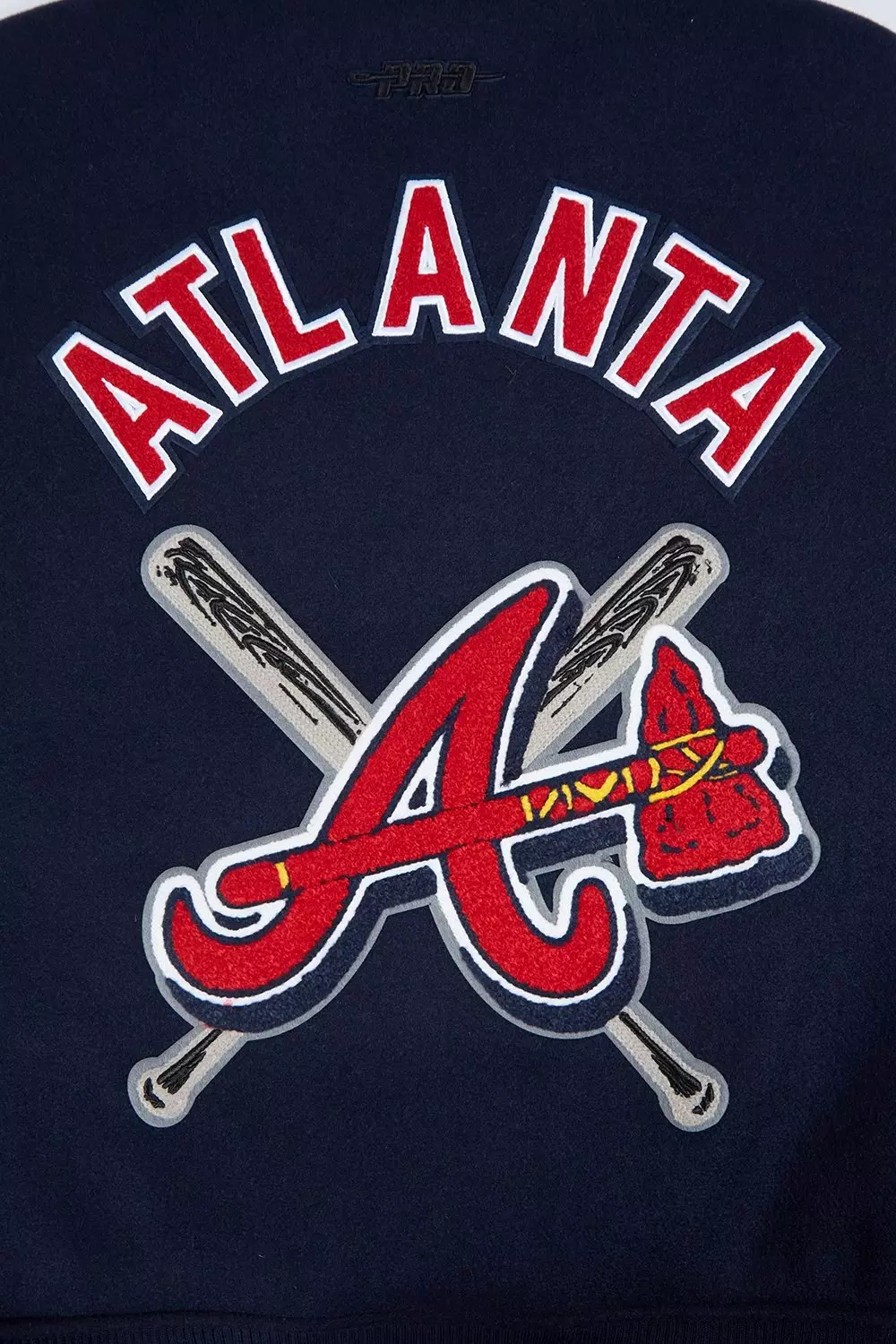 Pro Standard Women's MLB Atlanta Braves Mashup Rib Wool Varsity Jacket -Navy/Red - NAVY/RED