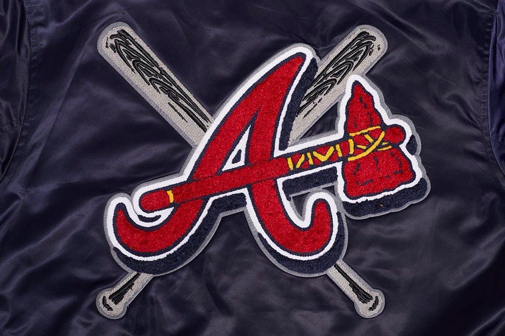 Pro Standard Women's MLB Atlanta Braves Mashup Rib Satin Jacket - Navy/Red - NAVY/RED Thumbnail View 8