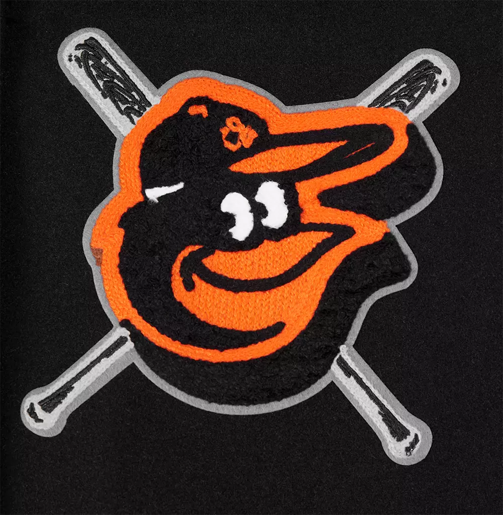 Pro Standard Women's MLB Baltimore Orioles Mashup Rib Wool Varsity Jacket - Black/Orange - BLACK/ORANGE