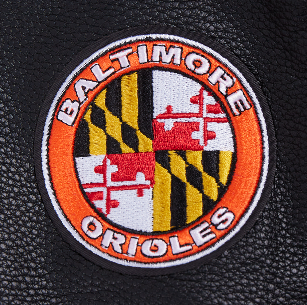Pro Standard Women's MLB Baltimore Orioles Mashup Rib Wool Varsity Jacket -Black/Orange - BLACK/ORANGE Thumbnail View 8