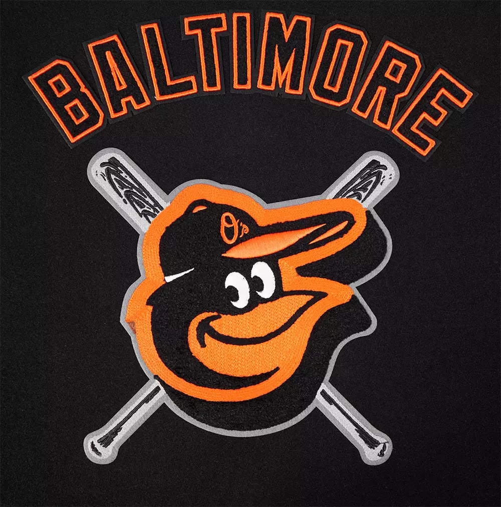 Pro Standard Women's MLB Baltimore Orioles Mashup Rib Wool Varsity Jacket - Black/Orange - BLACK/ORANGE