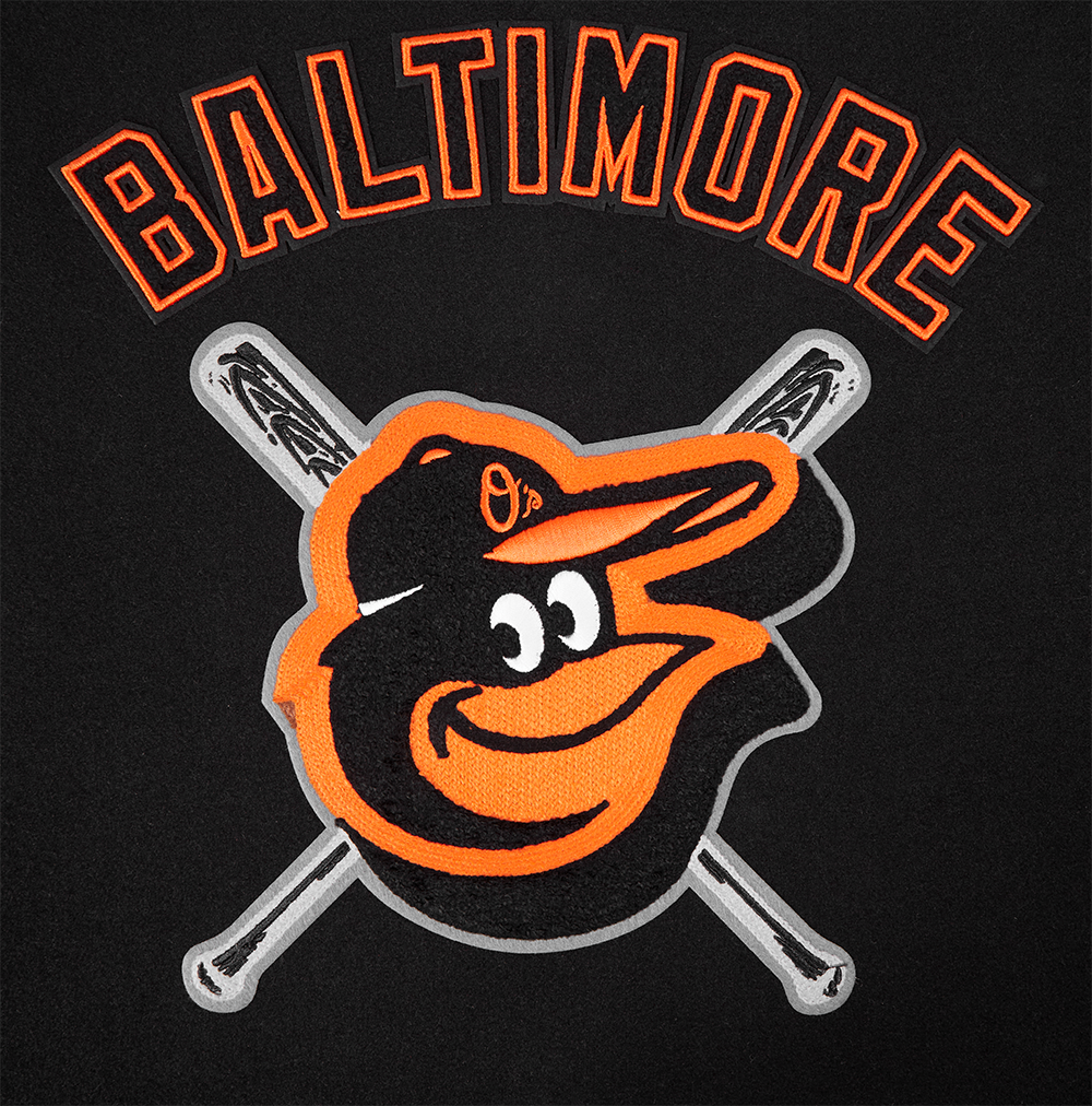 Pro Standard Women's MLB Baltimore Orioles Mashup Rib Wool Varsity Jacket -Black/Orange - BLACK/ORANGE Thumbnail View 9