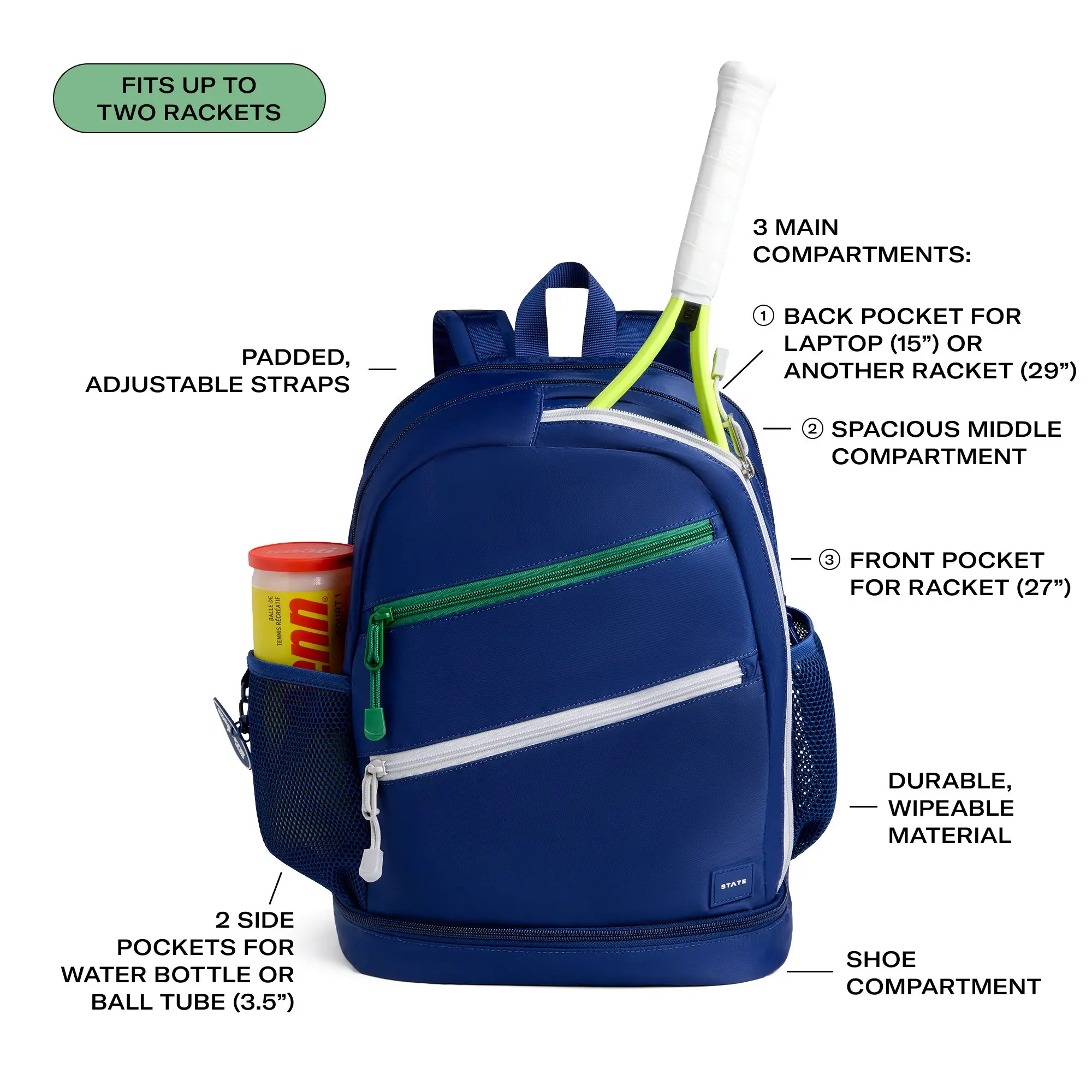 STATE Bags Lenox Tennis Backpack - Navy - NAVY