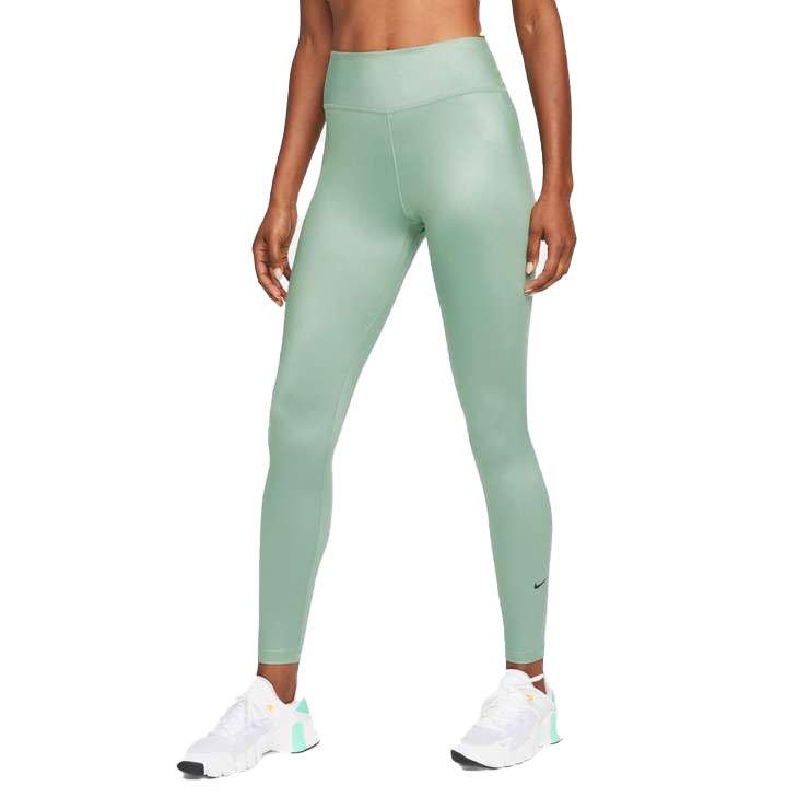 Nike Women's Dri-FIT One Mid-Rise Shine Leggings - Green - Hibbett
