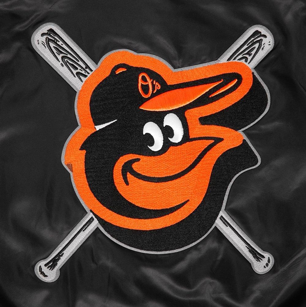 Pro Standard Women's MLB Baltimore Orioles Mashup Rib Satin Jacket - Black/Orange - BLACK/ORANGE Thumbnail View 6