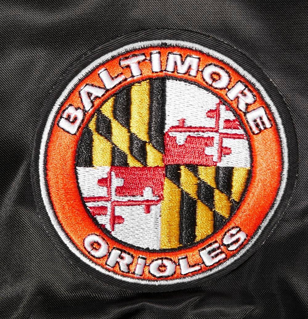Pro Standard Women's MLB Baltimore Orioles Mashup Rib Satin Jacket - Black/Orange - BLACK/ORANGE Thumbnail View 7