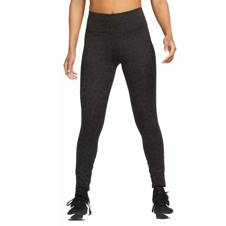 Nike Women's Black Dri-FIT One Mid-Rise Printed Leggings