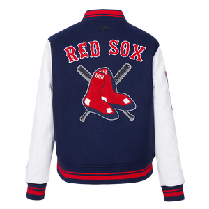 Pro Standard Women's MLB Boston Red Sox Mashup Rib Wool Varsity Jacket -Navy/Red