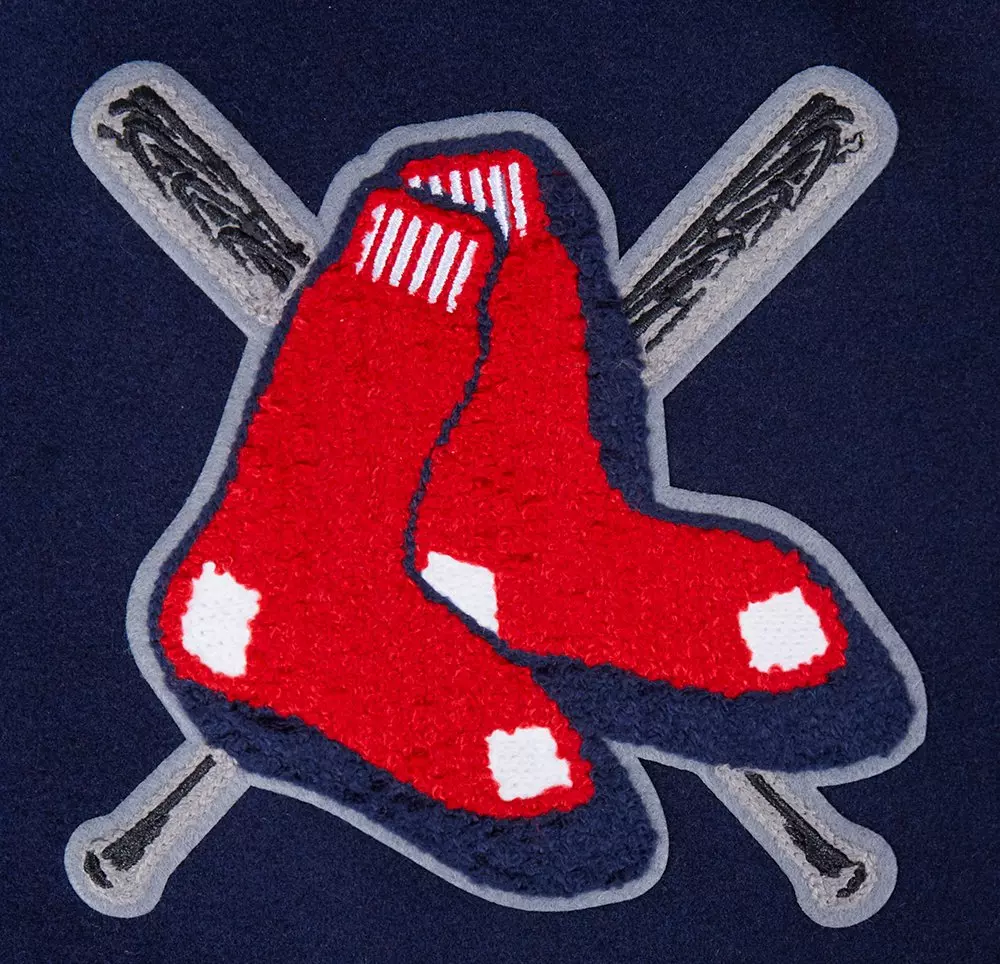 Pro Standard Women's MLB Boston Red Sox Mashup Rib Wool Varsity Jacket -Navy/Red - NAVY/RED
