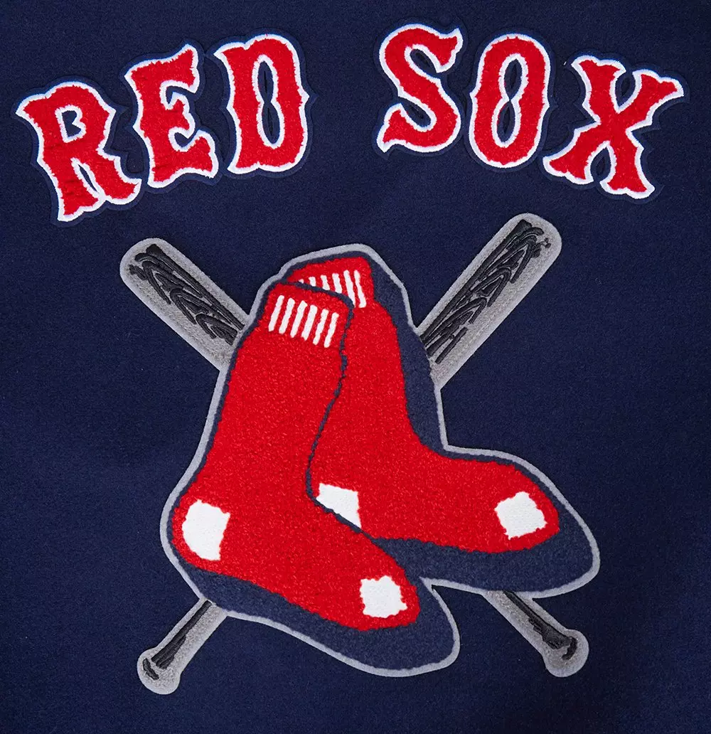Pro Standard Women's MLB Boston Red Sox Mashup Rib Wool Varsity Jacket - Navy/Red - NAVY/RED