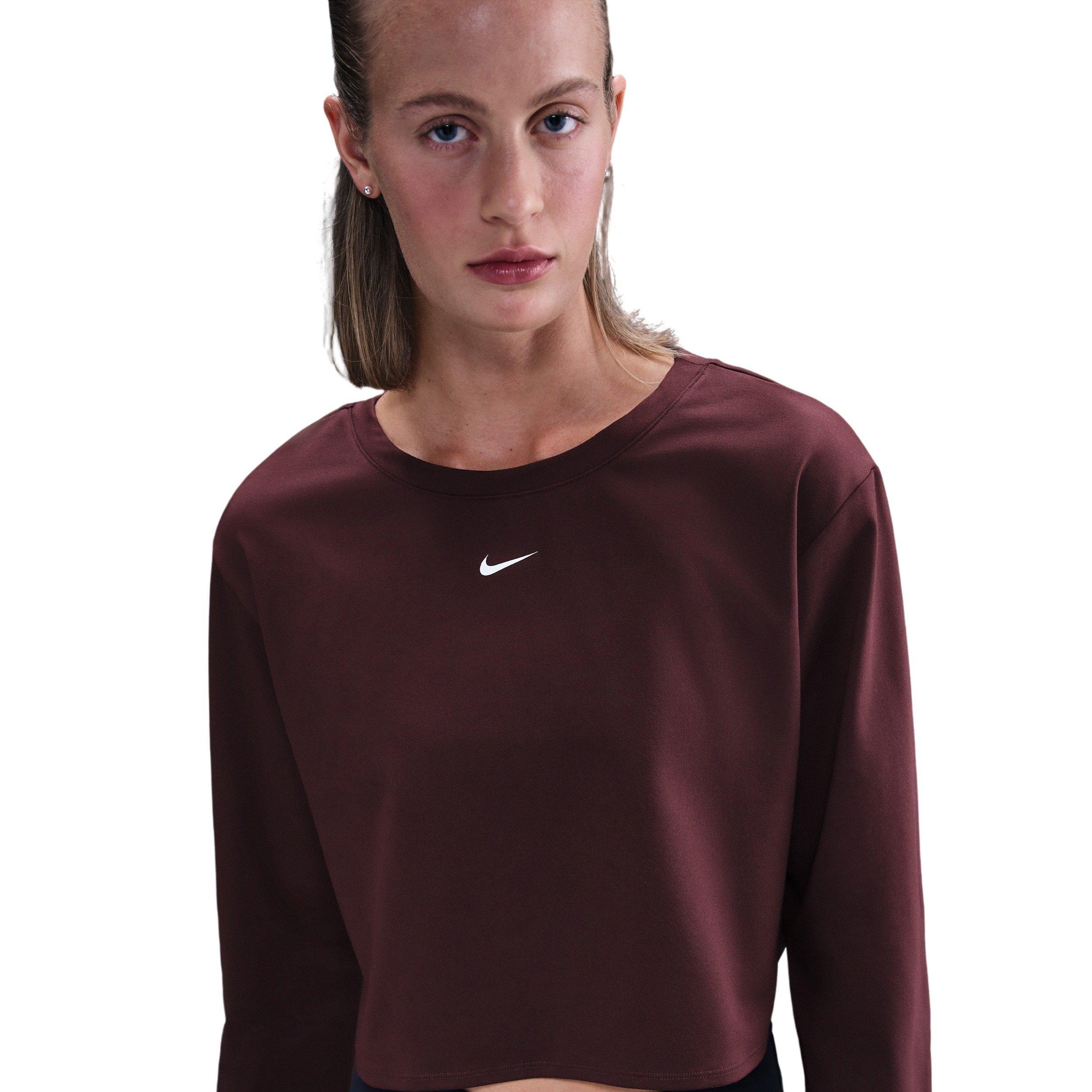 Nike Women's One Dri-FIT Mid Layer -Burgundy - BURGUNDY Thumbnail View 1
