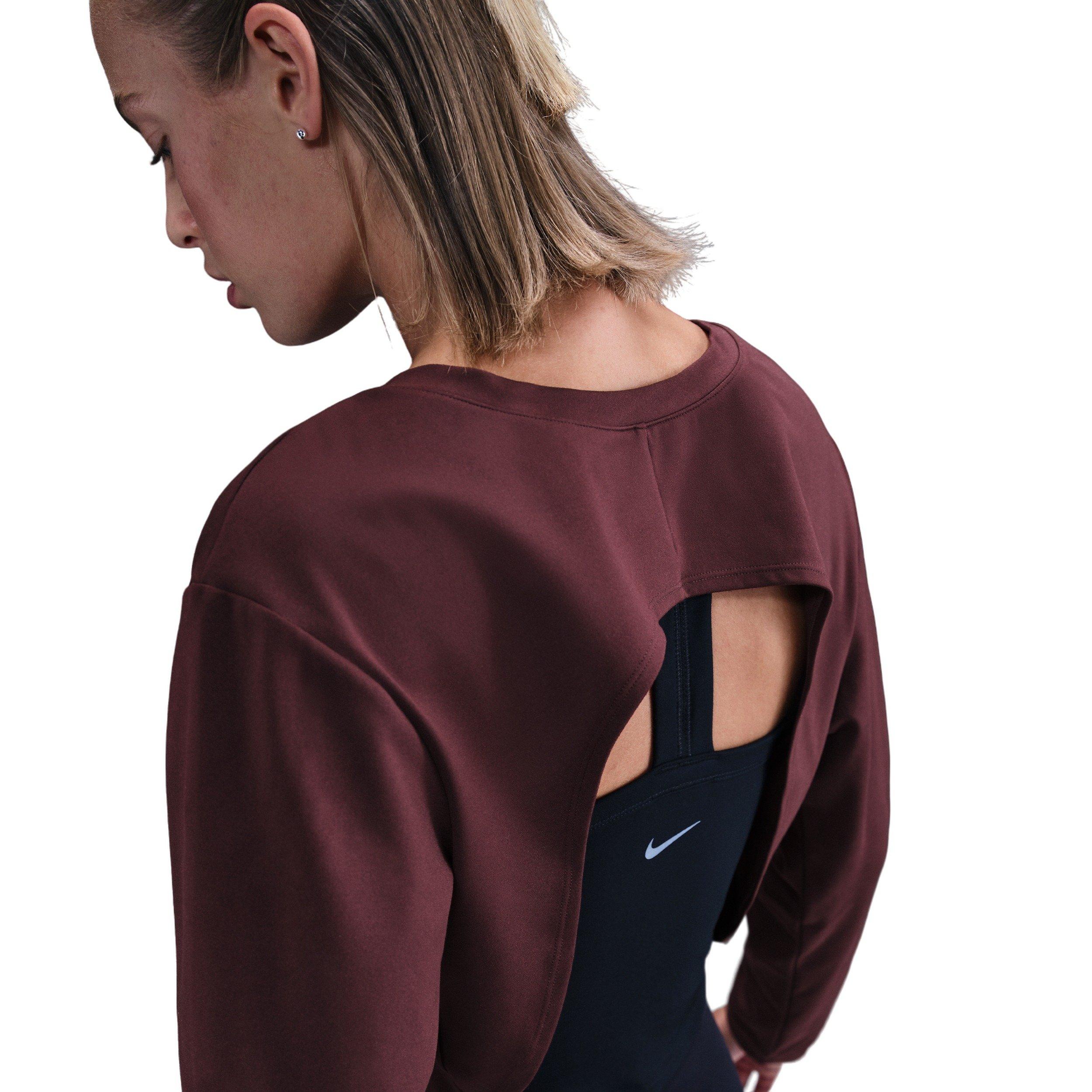 Nike Women's One Dri-FIT Mid Layer -Burgundy - BURGUNDY Thumbnail View 2