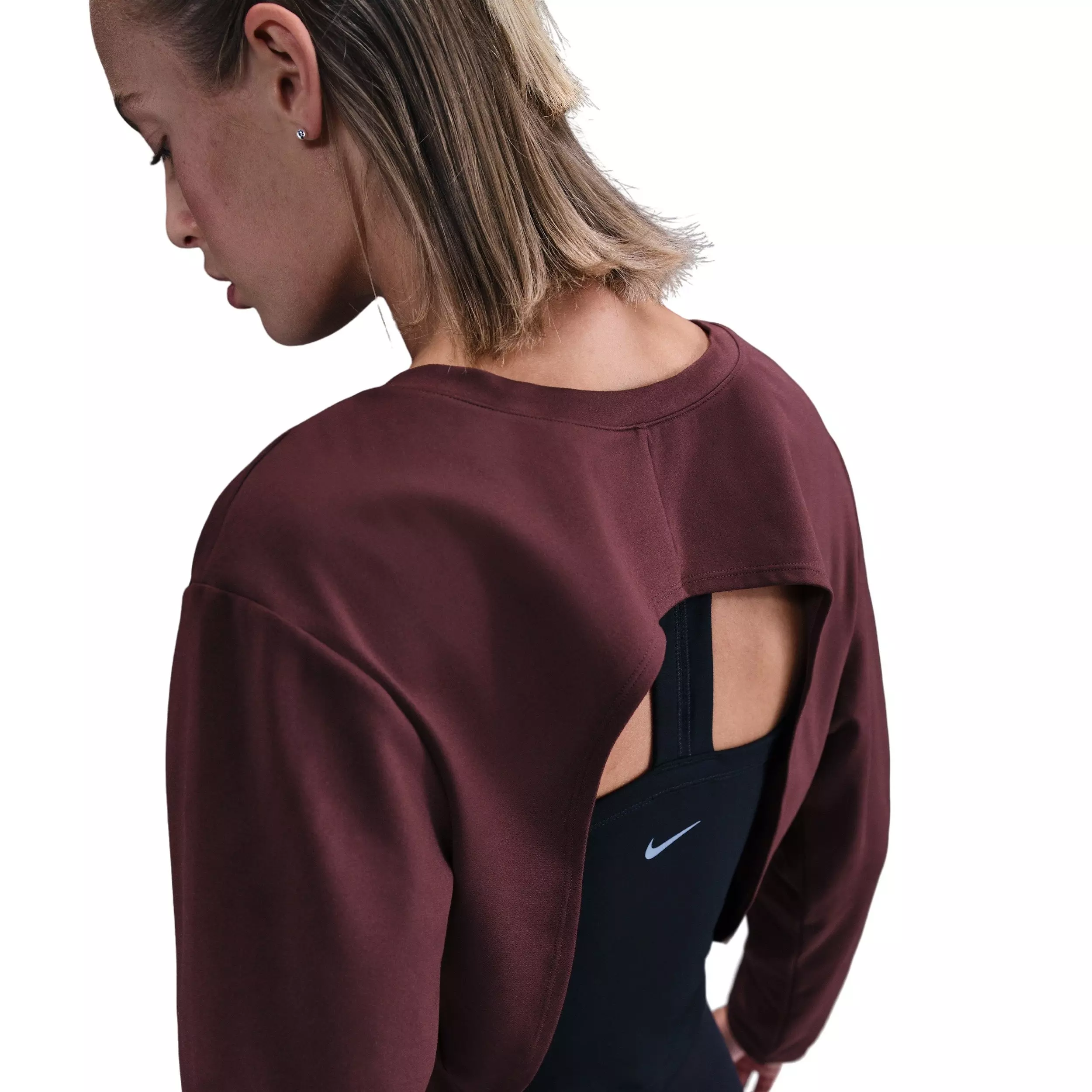 Nike Women's One Dri-FIT Mid Layer -Burgundy - BURGUNDY