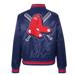 Pro Standard Women's MLB Boston Red Sox Mashup Rib Satin Jacket -Navy/Red