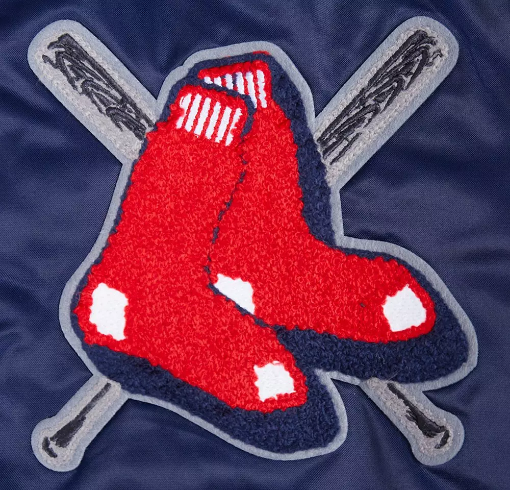 Pro Standard Women's MLB Boston Red Sox Mashup Rib Satin Jacket -Navy/Red - NAVY/RED