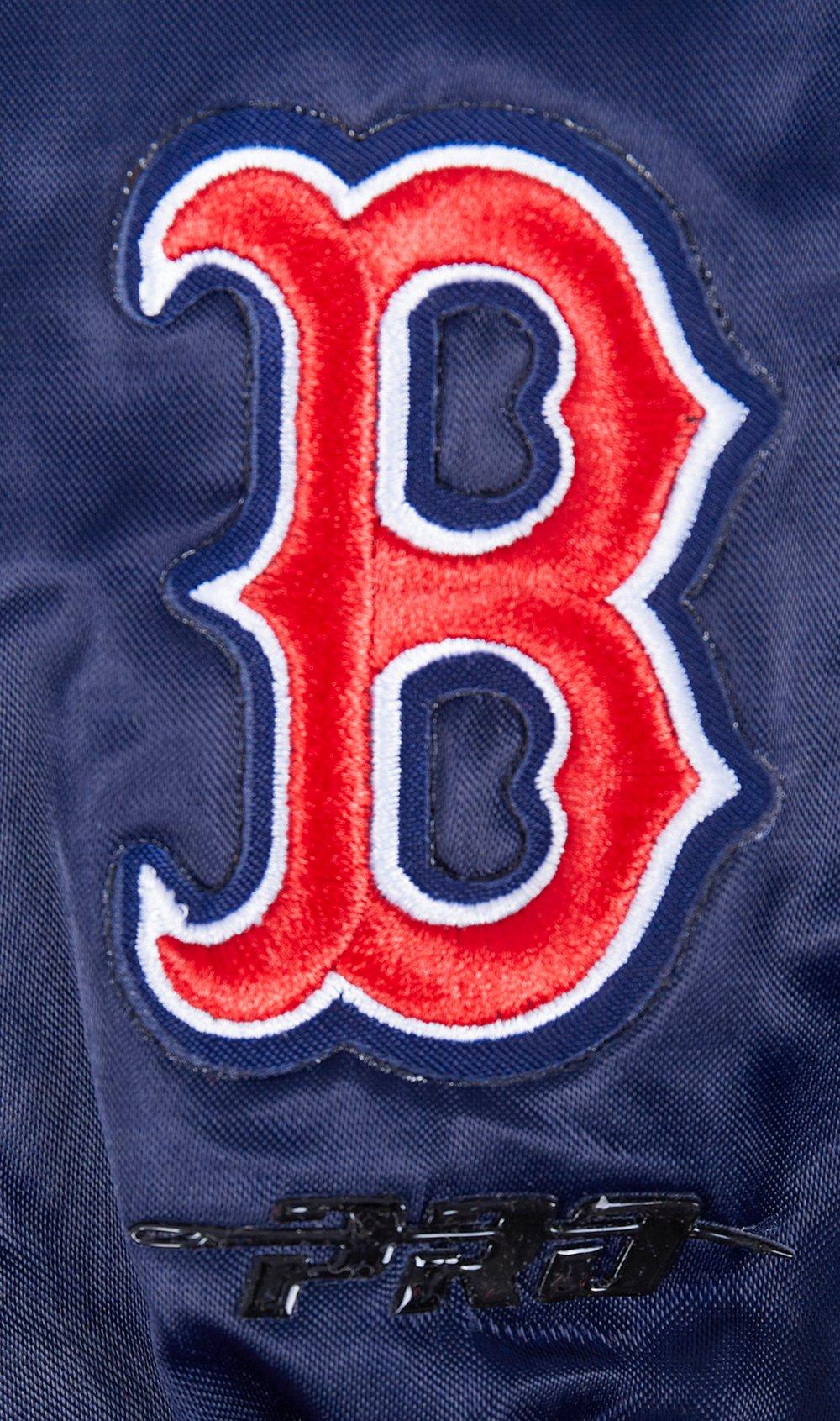 Pro Standard Women's MLB Boston Red Sox Mashup Rib Satin Jacket - Navy/Red - NAVY/RED Thumbnail View 7