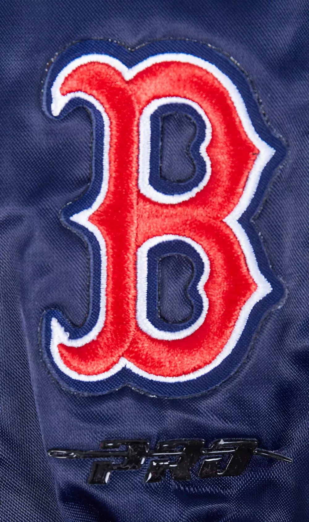 Pro Standard Women's MLB Boston Red Sox Mashup Rib Satin Jacket -Navy/Red - NAVY/RED