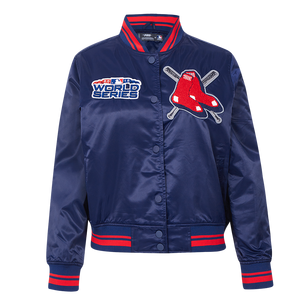 Pro Standard Women's MLB Boston Red Sox Mashup Rib Satin Jacket -Navy/Red