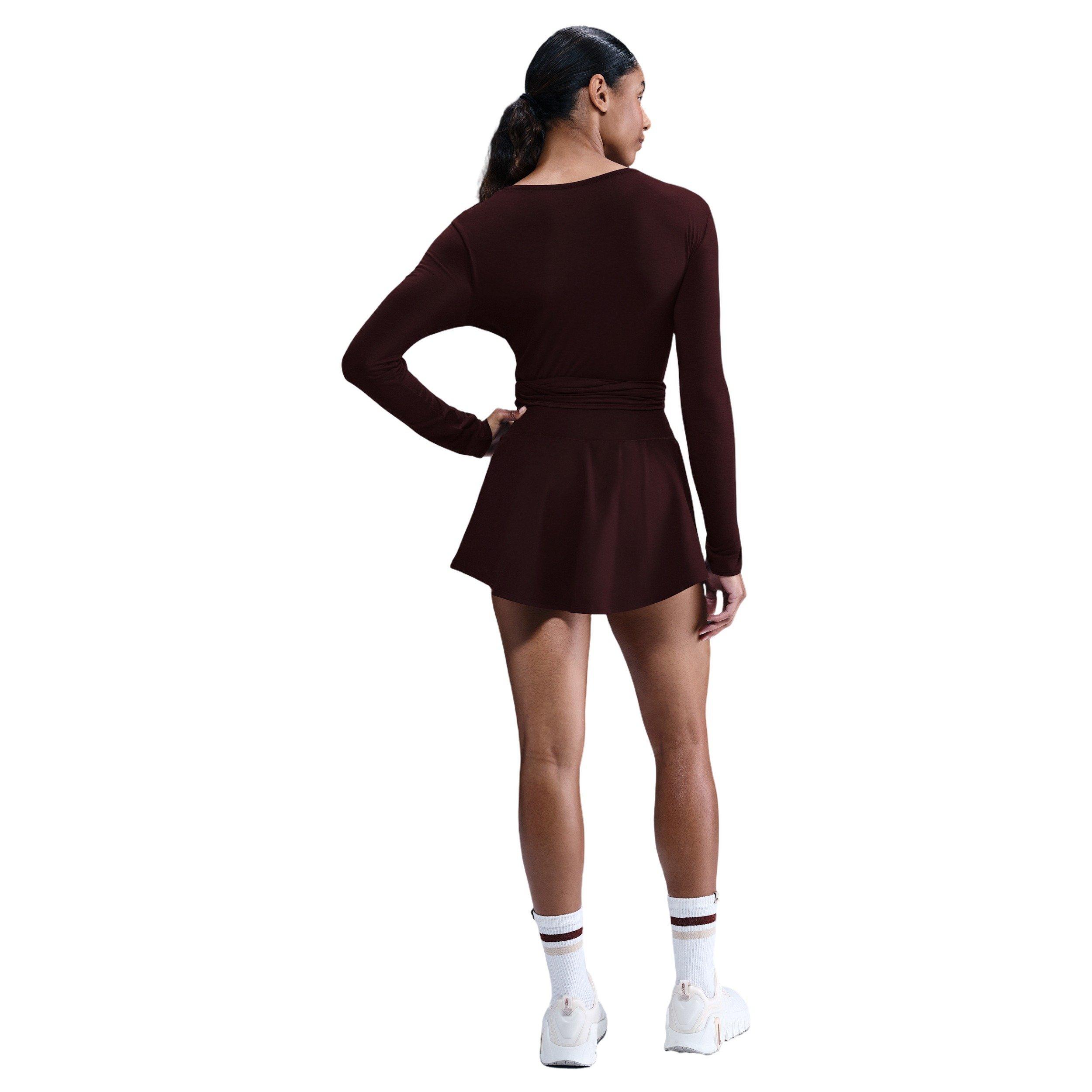 Nike Women's One Dri-FIT Skirt -Burgundy - BURGUNDY Thumbnail View 2